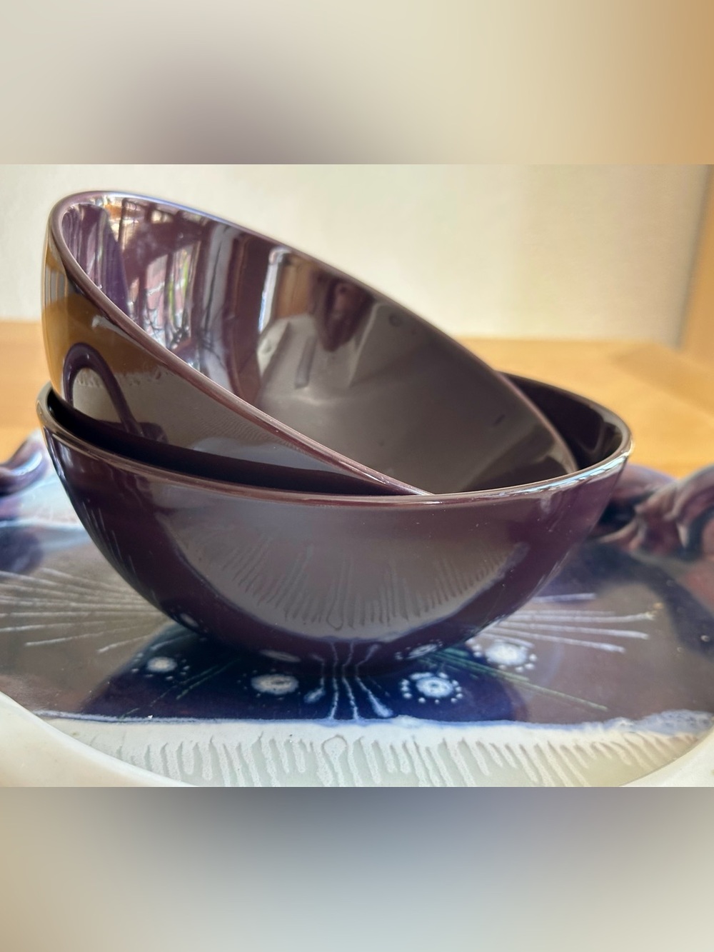 IKEA FÄRGRIK Dark Purple Lilac Bowls Set of 2 Discontinued